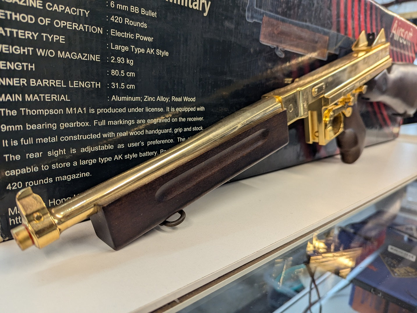 Second Hand Airsoft King Arms Thompson 23K Gold Plated 6mm RIF AEG Airsoft Rifle