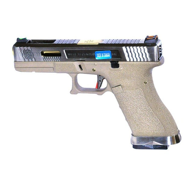 WE G17 Custom Chrome 6mm RIF GBB Airsoft Pistol